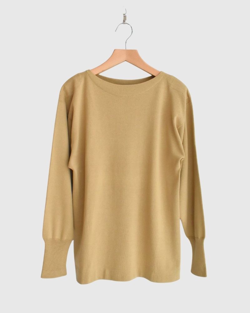 【sale】TRICOLOR ボートネックコットンニットプルオーバー Beige