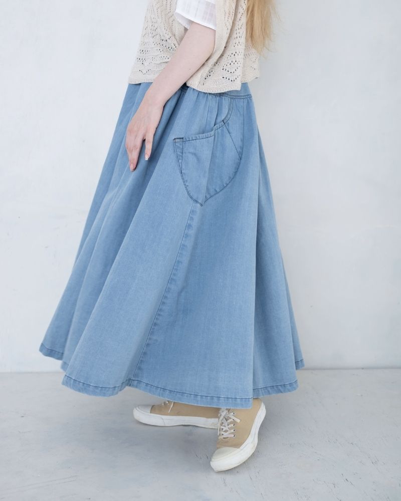 【予約】S/S TB016 ブリーチデニムのサーキュラースカート（3月）