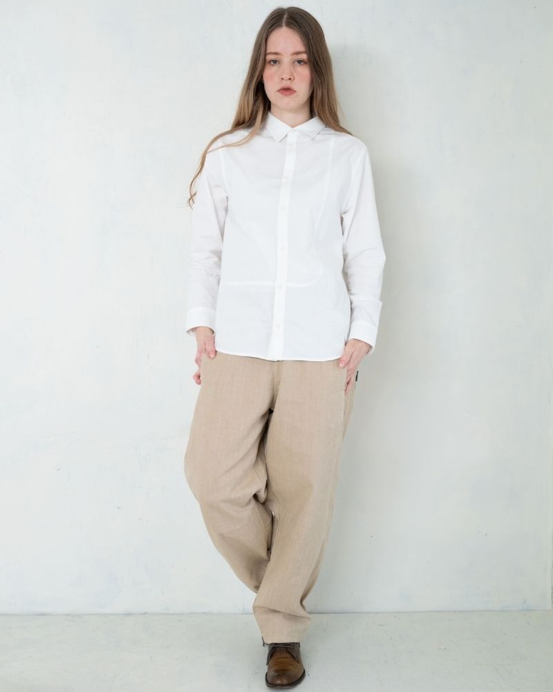 【予約】A/W TT207 オーガニックコットンの白いダンガリーシャツ（9月）