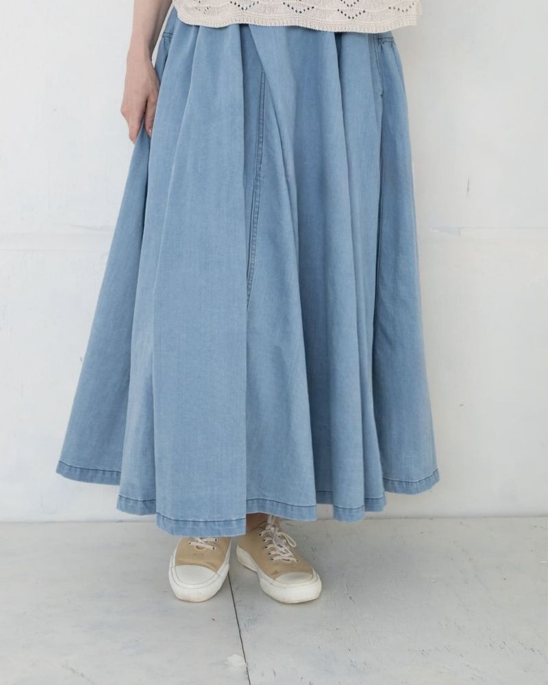 【予約】S/S TB016 ブリーチデニムのサーキュラースカート（3月）