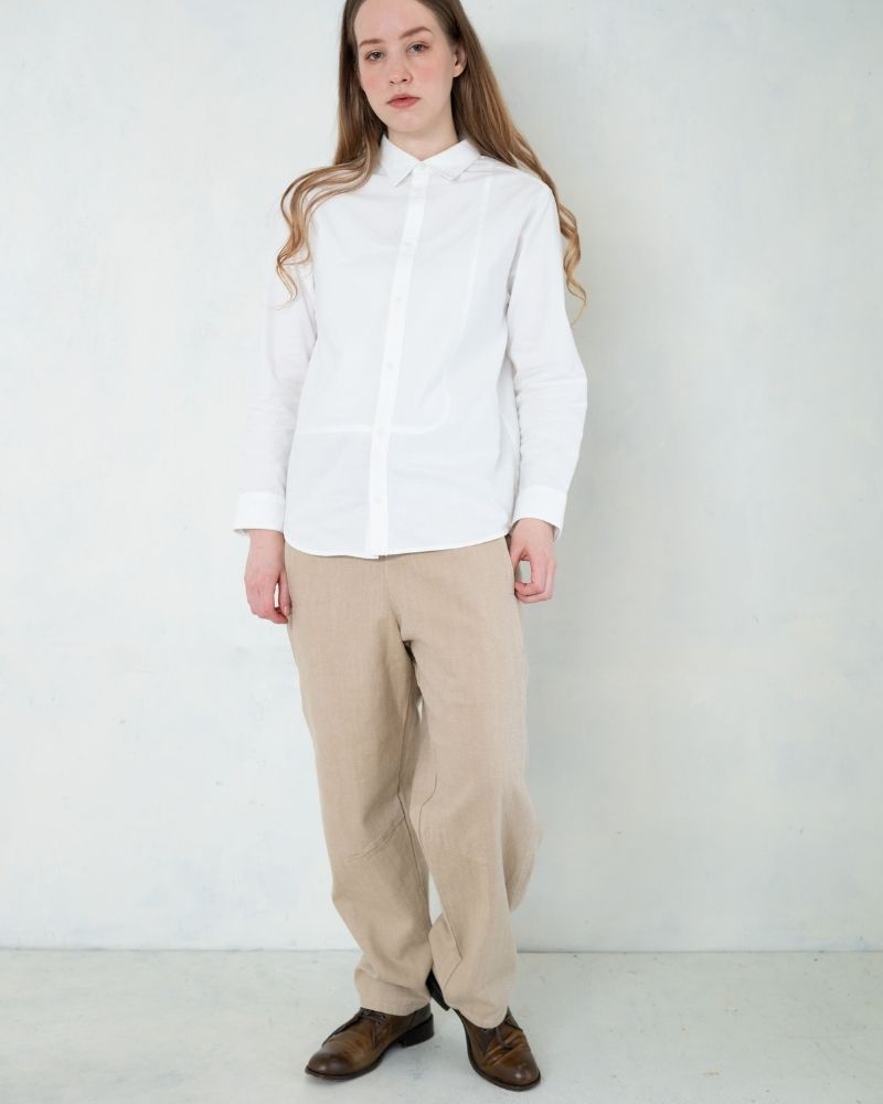 【予約】A/W TT207 オーガニックコットンの白いダンガリーシャツ（9月）