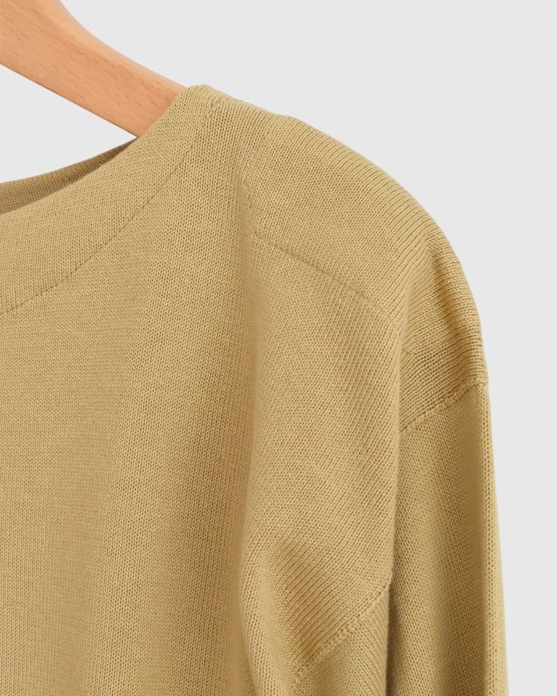 【sale】TRICOLOR ボートネックコットンニットプルオーバー Beige
