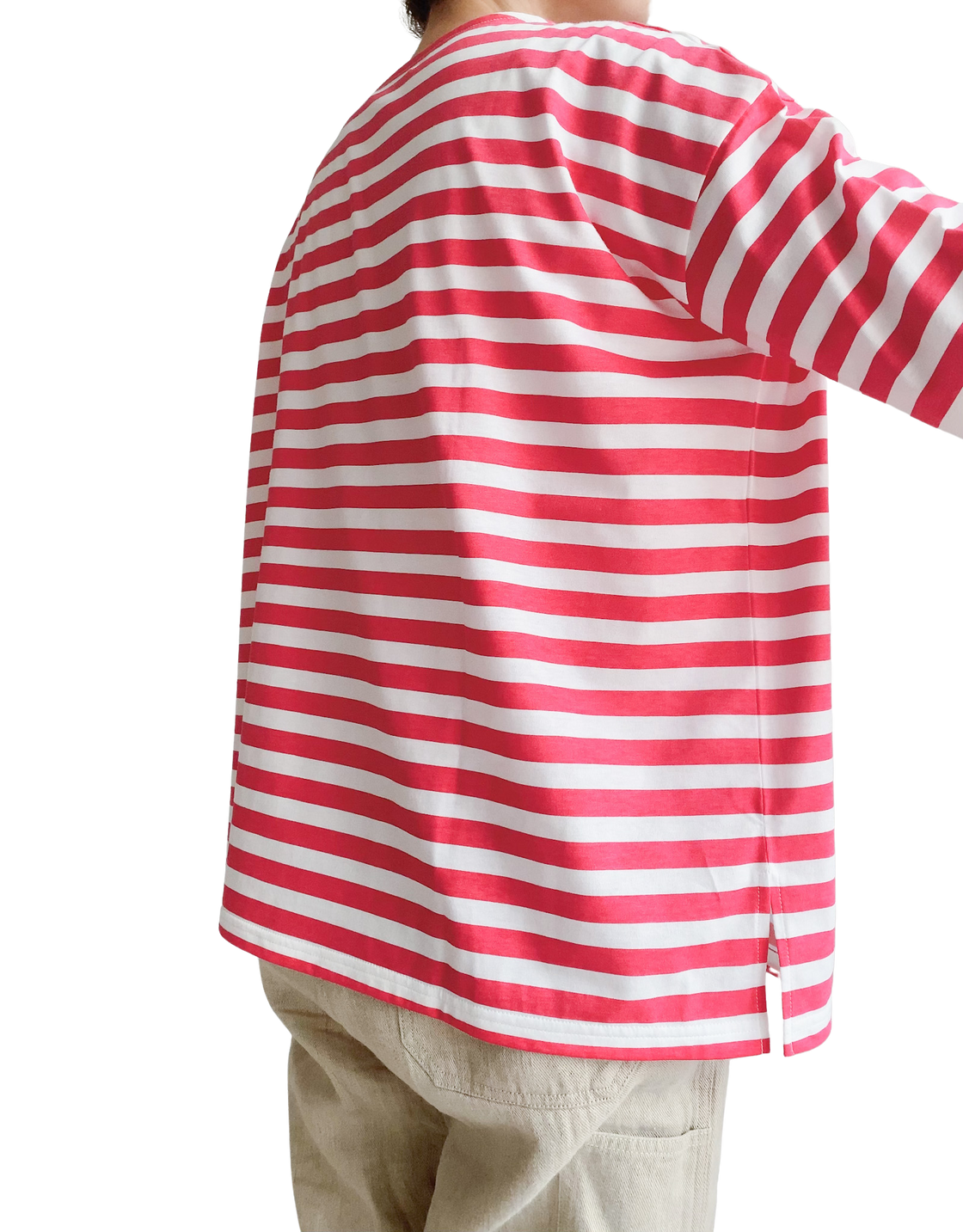 ORIGINAL PRINT BOADER WIDE PULL OVER in White-Pink
