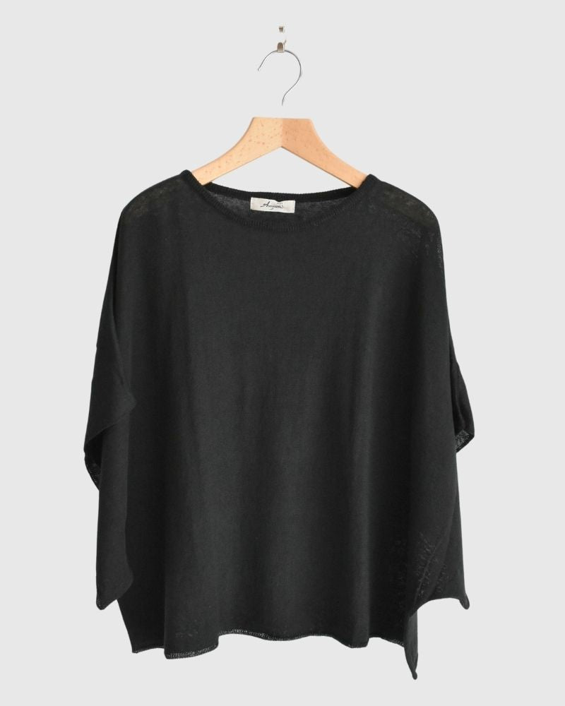 【sale】LINEN WIDE SLEEVE PO Black