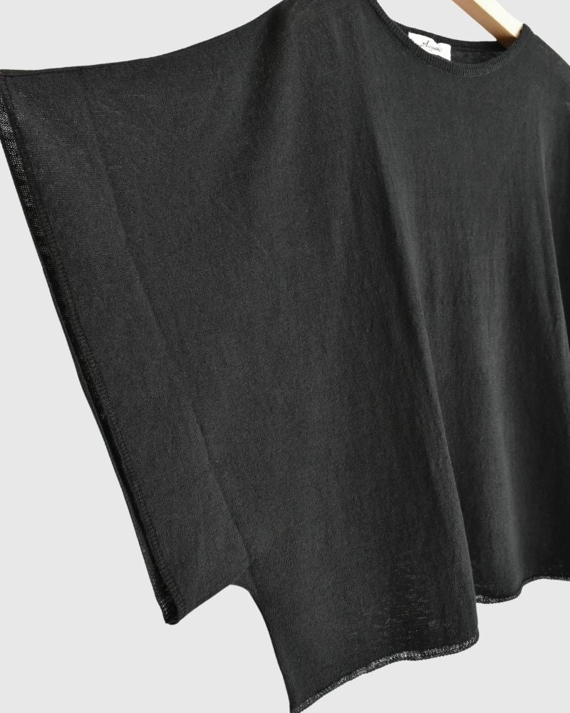 【sale】LINEN WIDE SLEEVE PO Black