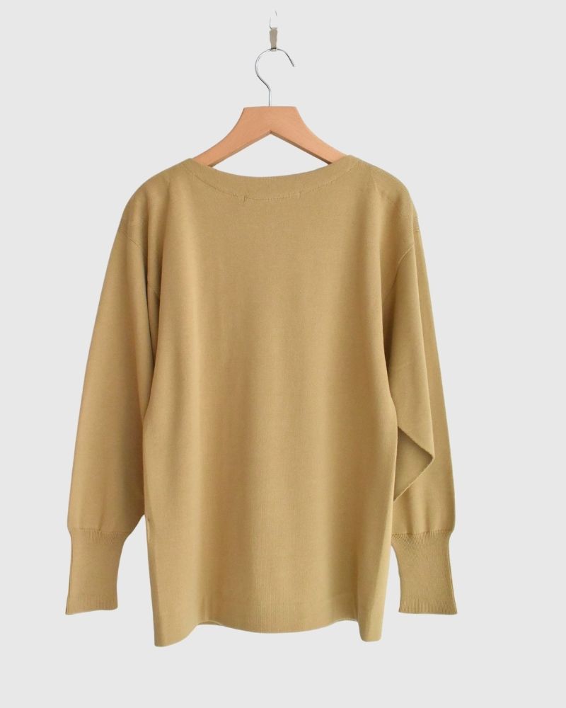 【sale】TRICOLOR ボートネックコットンニットプルオーバー Beige