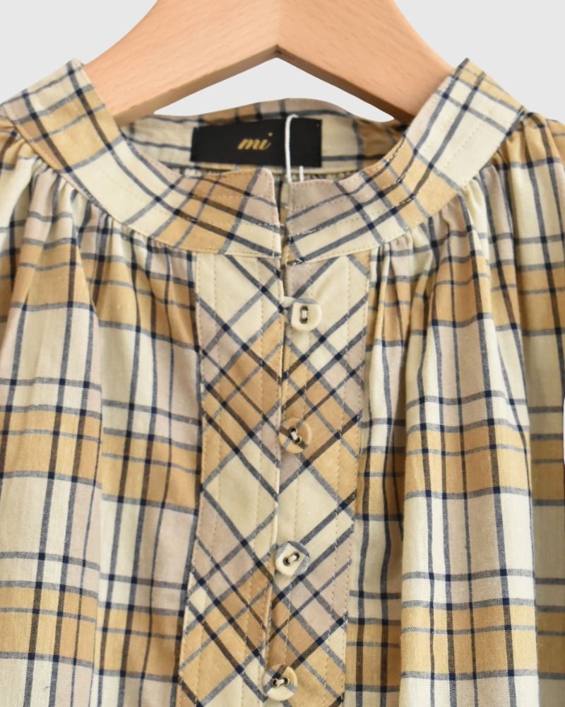 チェックヘンリーシャツ Beige/NavyCheck