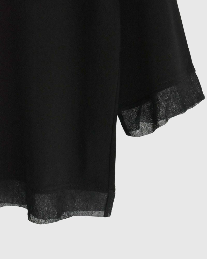 ANAIA SMOOTH/TULLE プルオーバー Black