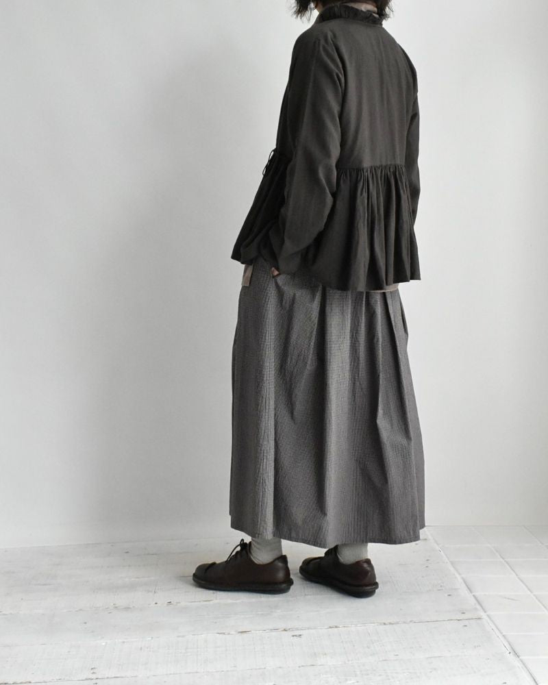 TWILL COTTON KHADI PLAIN FRILL CACHE COEUR Charcoal