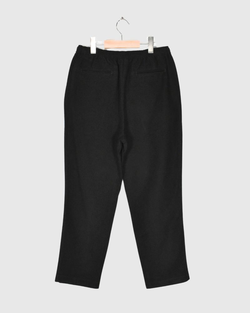 COTTON SUEDE EASY TAPERED PANTS Black