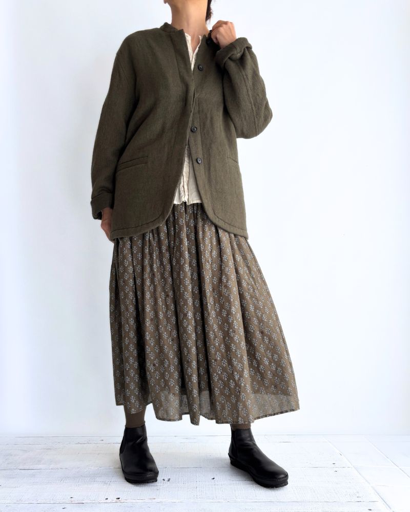 STAND COLLAR FLY FRONT JACKET Olive