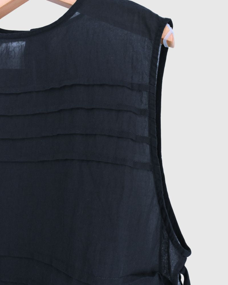 ボイル スリーブレスタックブラウス Navy