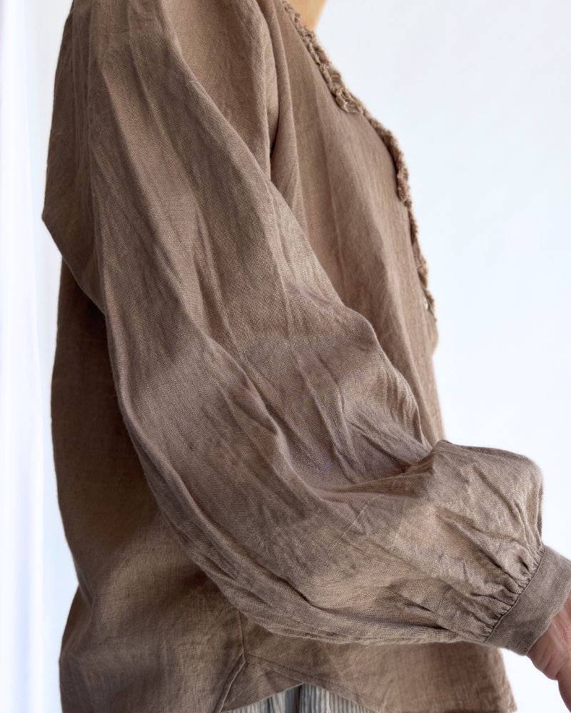 コットンリネン フリルブラウス FluxBeige