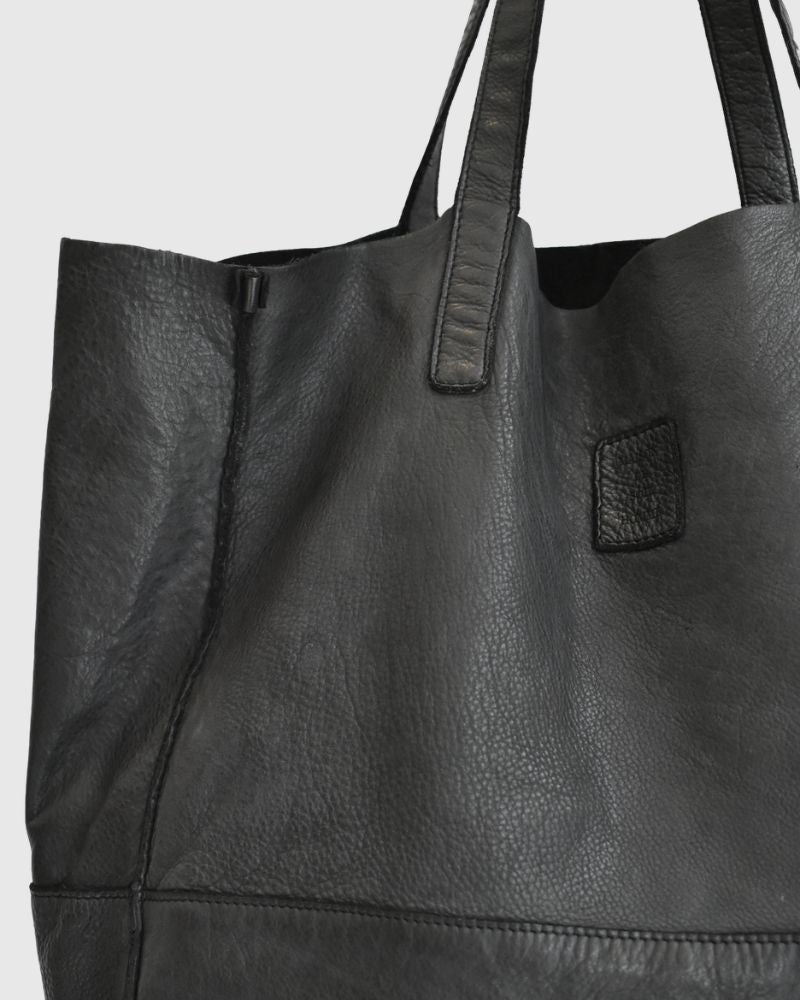 COW LEATHER TOTE BAG Black