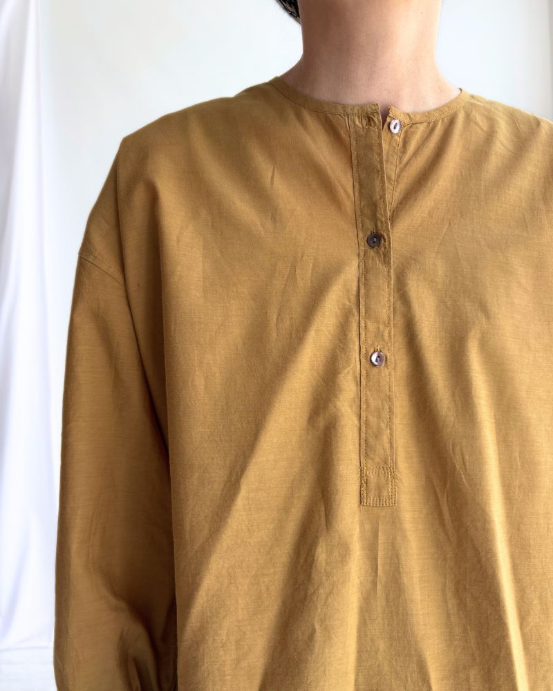 BANGALORE COTTON/SILK PLAIN PULLOVER SHIRT MustardYellow