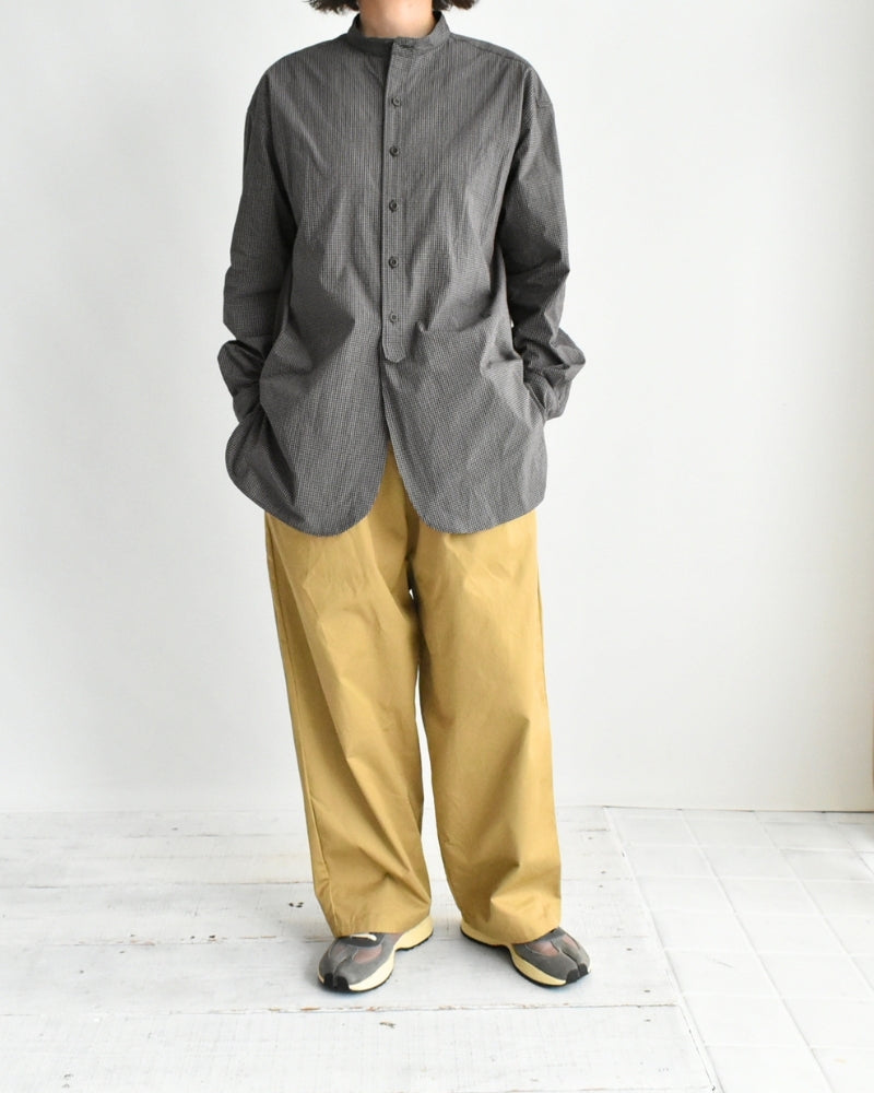 ユーティリティ バンドカラーシャツ BrownGingham