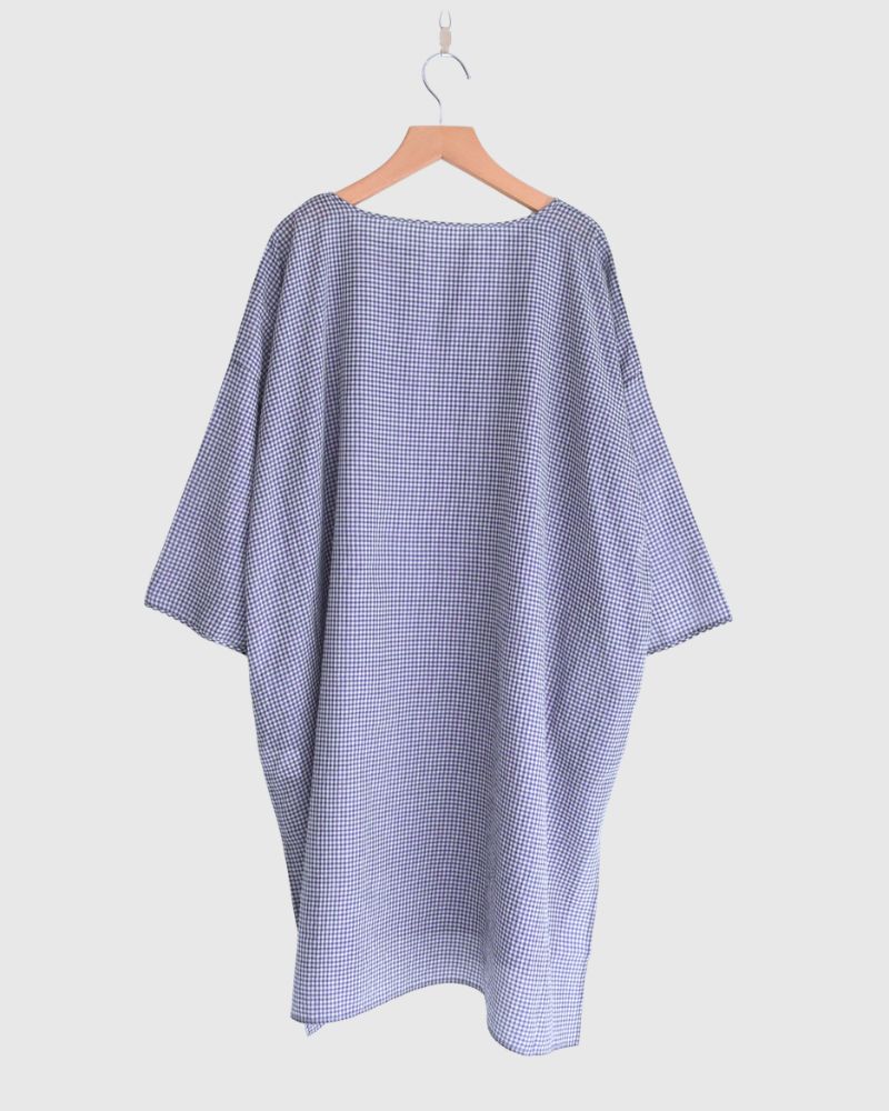DROP SHOULDER SMOCK DRESS OffWhite/Purple
