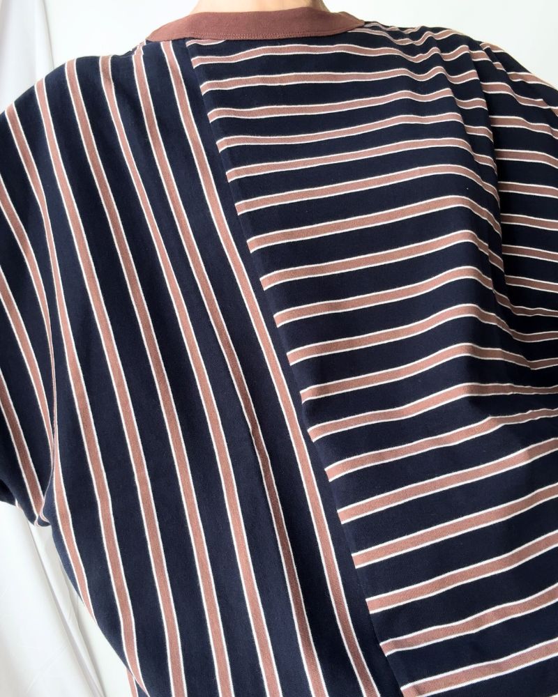 【sale】ネイビーマルチボーダードルマントップ NAVY MULTI