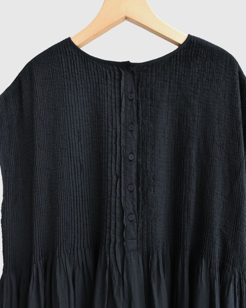 CREW-NECK F/SL DRESS WITH PINTUCK Marine