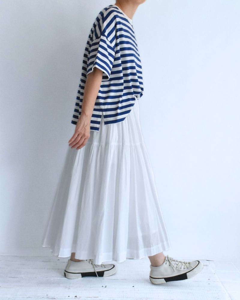 クルーネック スリットTシャツ Blue/White