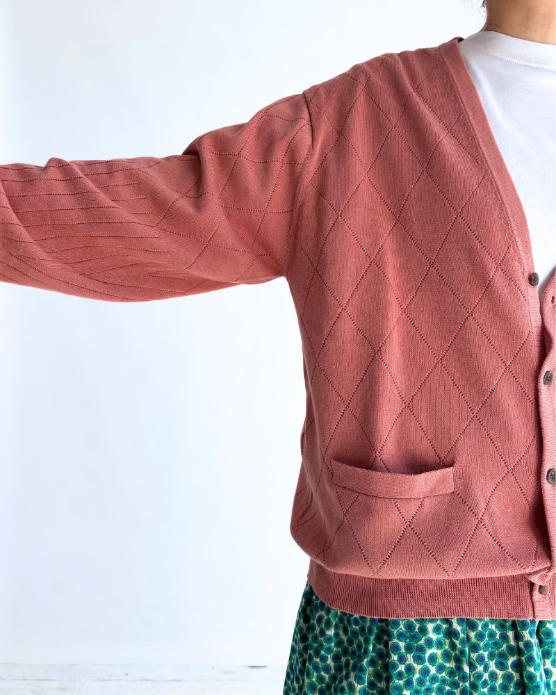 透かし編みニットカーディガン 'EMILY' SmokePink