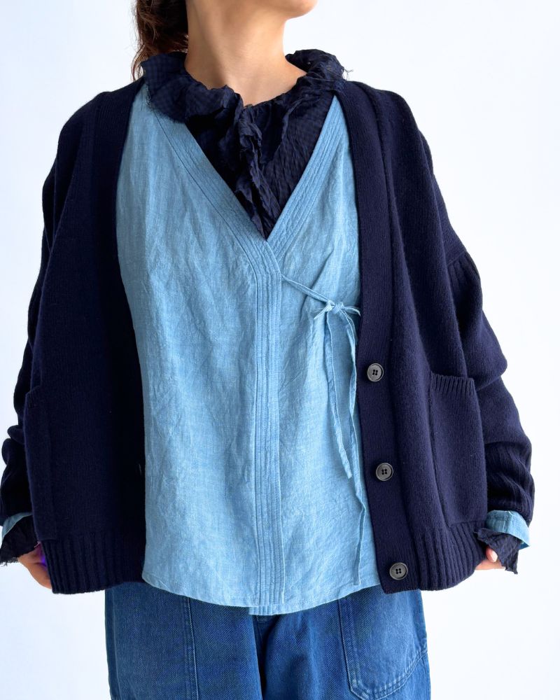 インディゴリネン カシュクールシャツ LightBlue