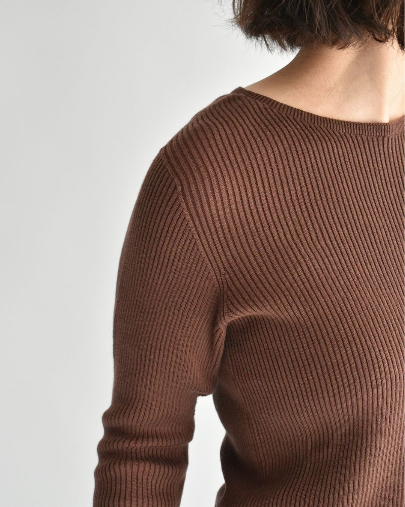 JAPAN WHOLEGARMENT リブニットプルオーバー Brown