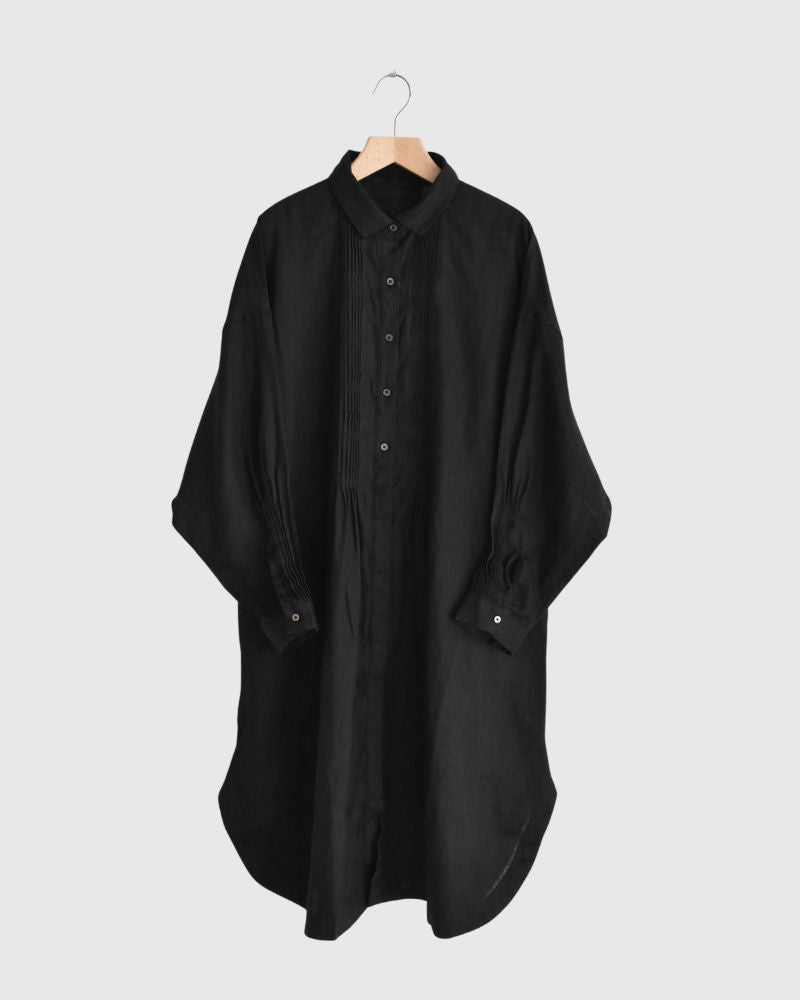 リネンタックシャツドレス Black