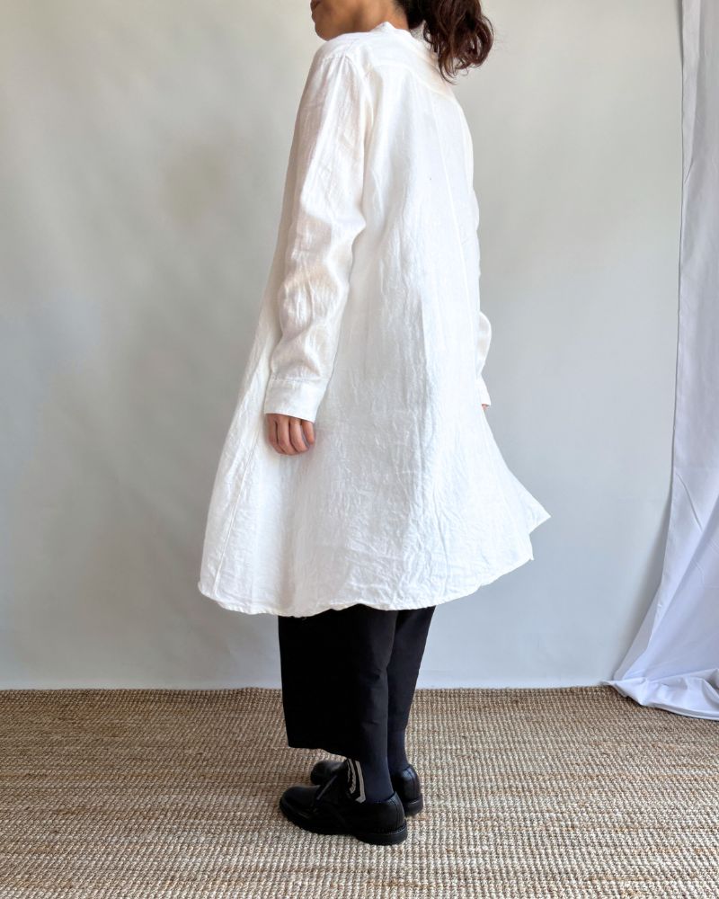 リネンキャンバス ロングシャツ White