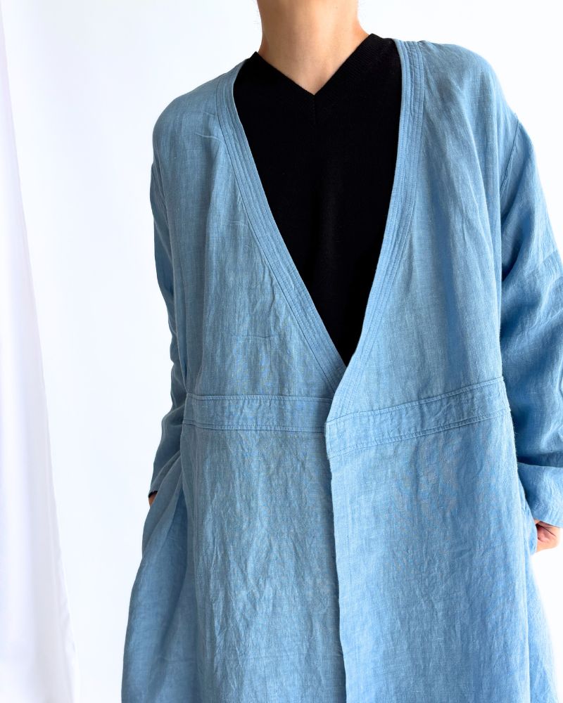 インディゴリネン カシュクールドレス LightBlue