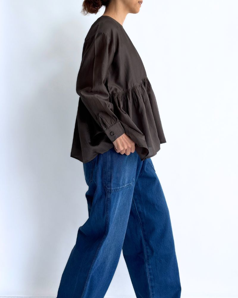 RAHASTHAN TUCK GATHERED PULLOVER Gray