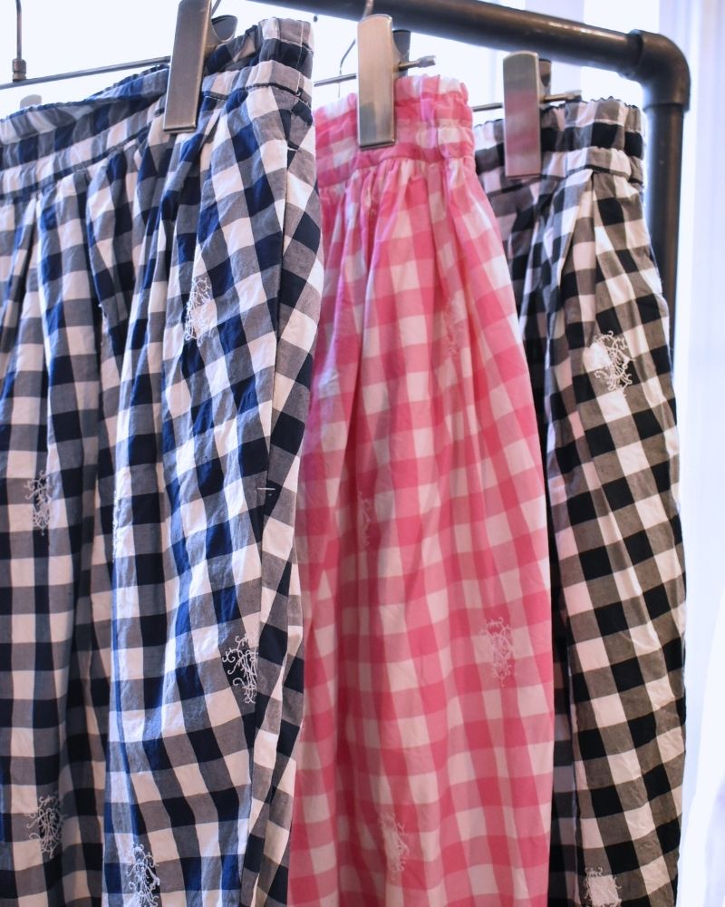 【予約】S/S G1148 ORIGINAL EMBROIDERY LACE GINGHAM ameri PANTS（1月末 – 2月初旬）
