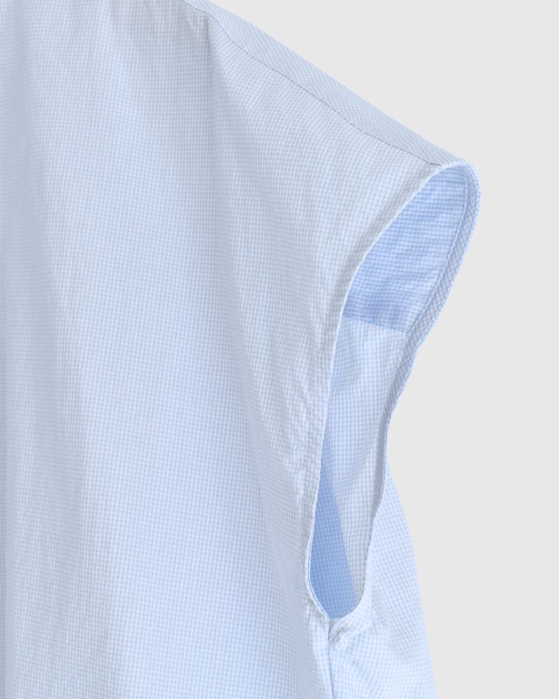 TENDER-W バックギャザーフレンチスリーブブラウス SaxCheck