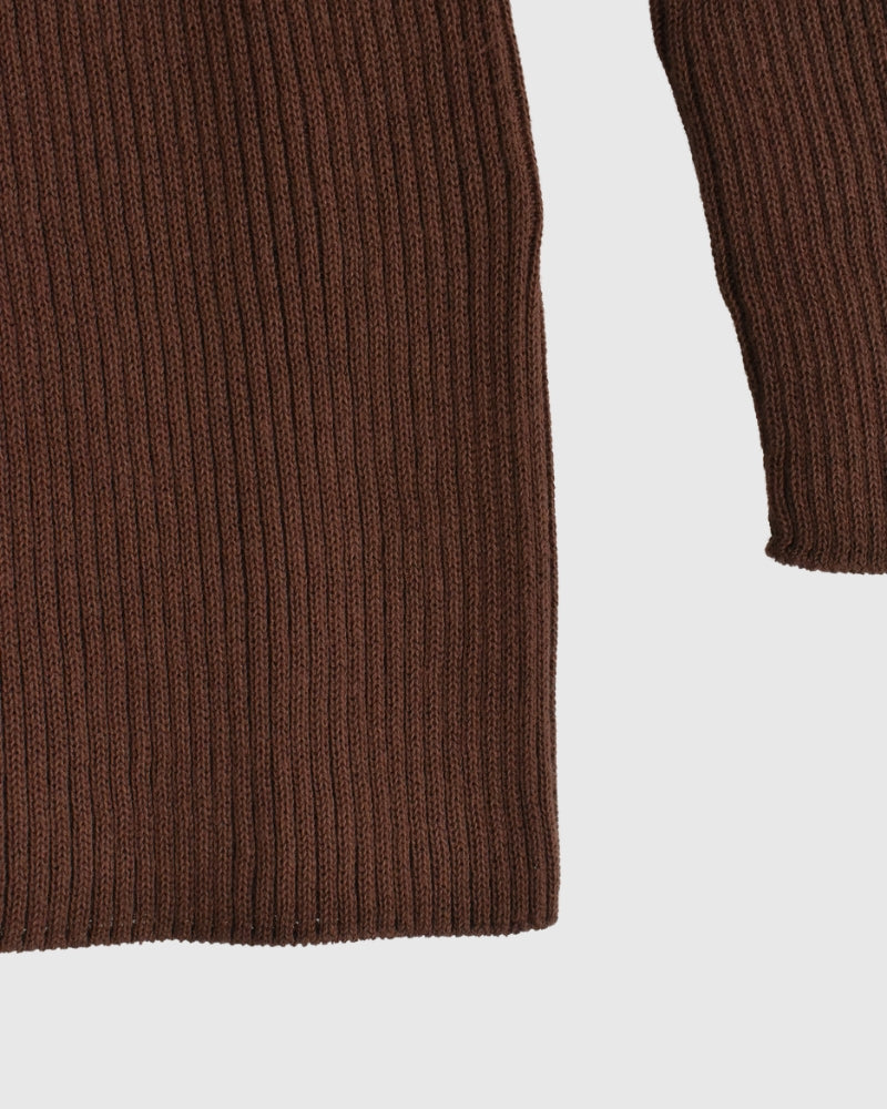 JAPAN WHOLEGARMENT リブニットプルオーバー Brown