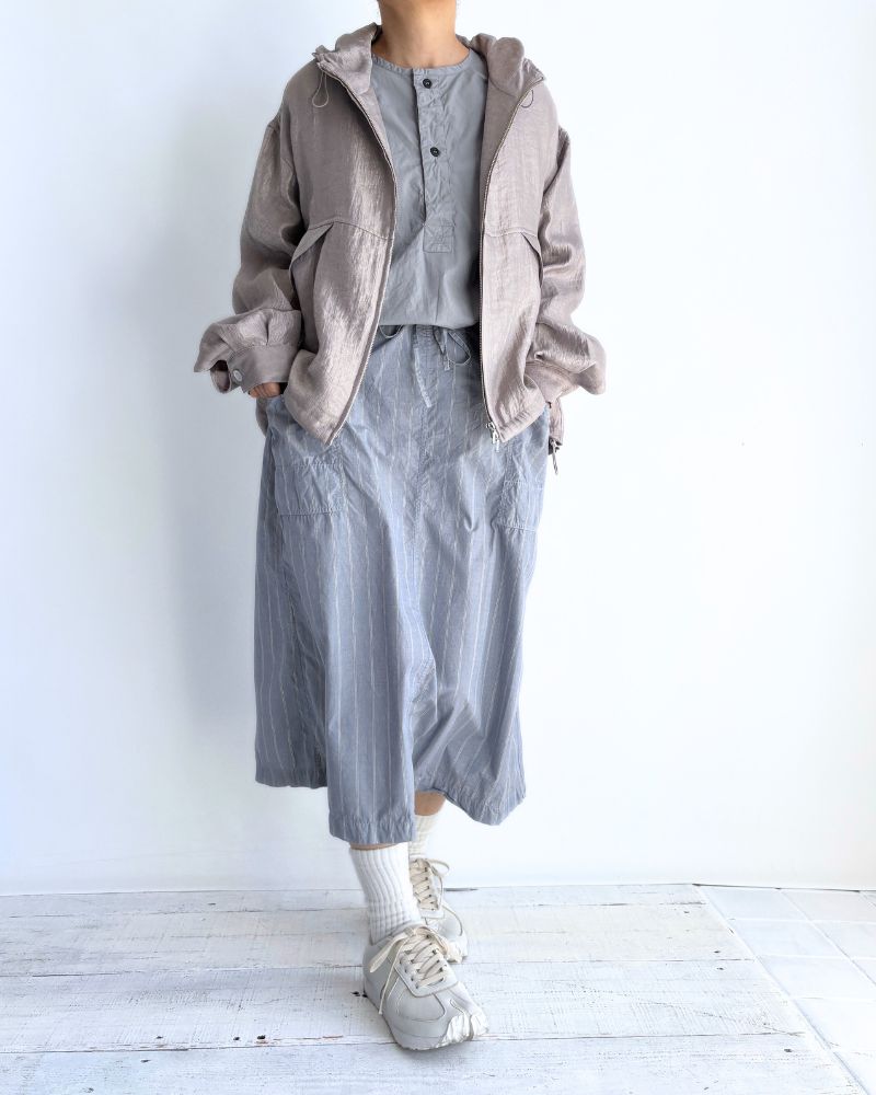 60s COTTON POPLIN OVERDYE HENRY NECK SHIRT Blue