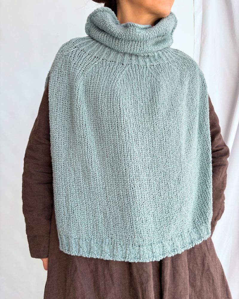 3GG TURTLE NECK PONCHO SaxBlue