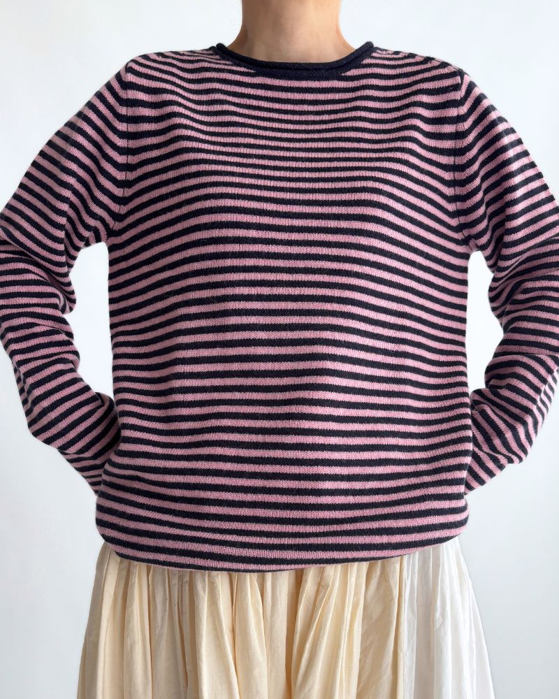 ボーダーニットプルオーバー Pink/Navy