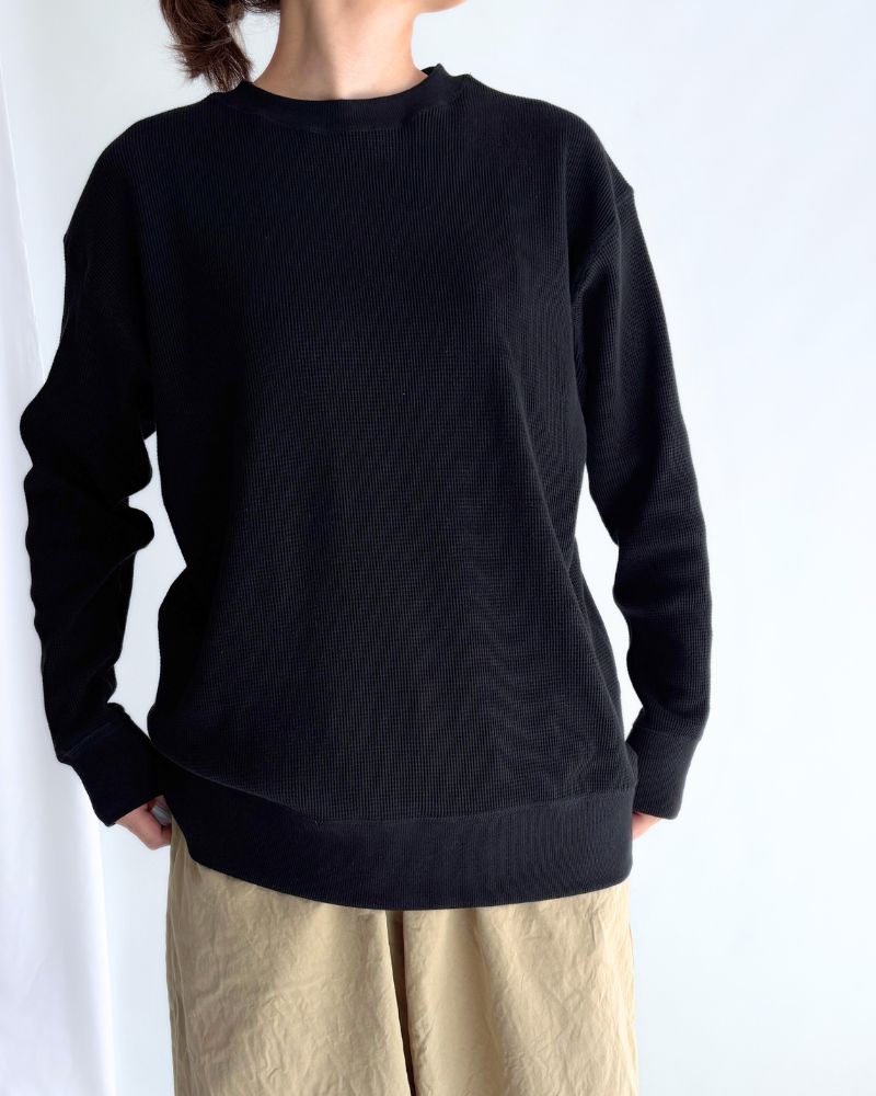 ワッフルロングスリーブTee Black