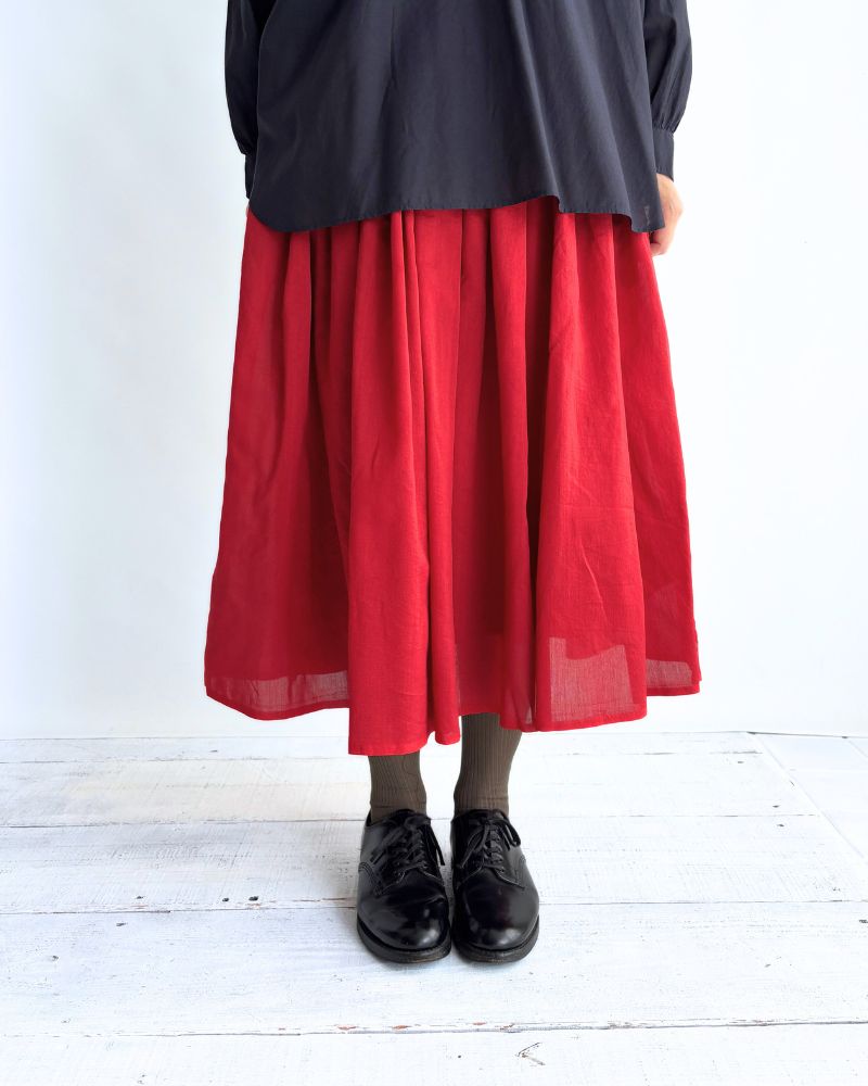 RAJASTHAN TUCK GATHERED SKIRT WITH LINING Red