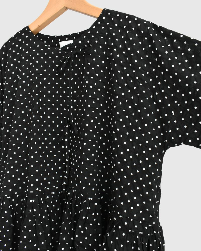 リップルドット カシュクールブラウス Black/White