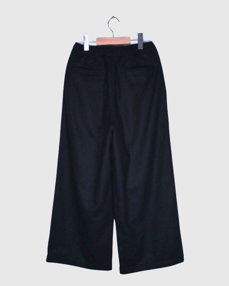 WOOL FLANNEL EASY WIDE PANTS Navy