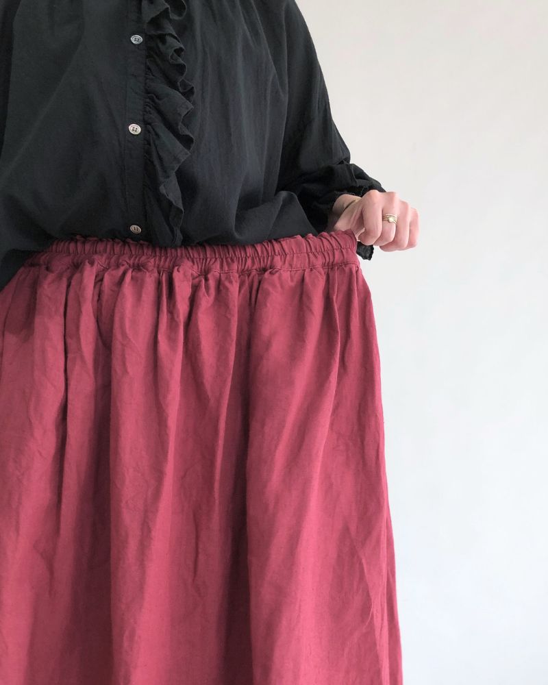 カラーリネン スカート Red