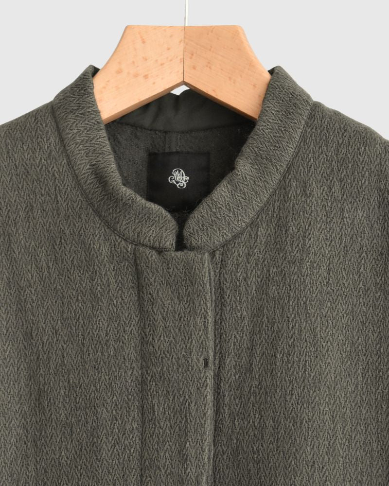 STAND COLLAR FLY FRONT JACKET Olive