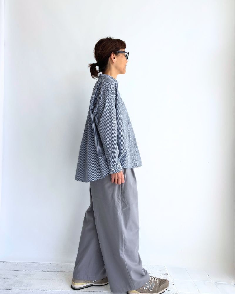 バンドカラービックシャツ Sax/Navy