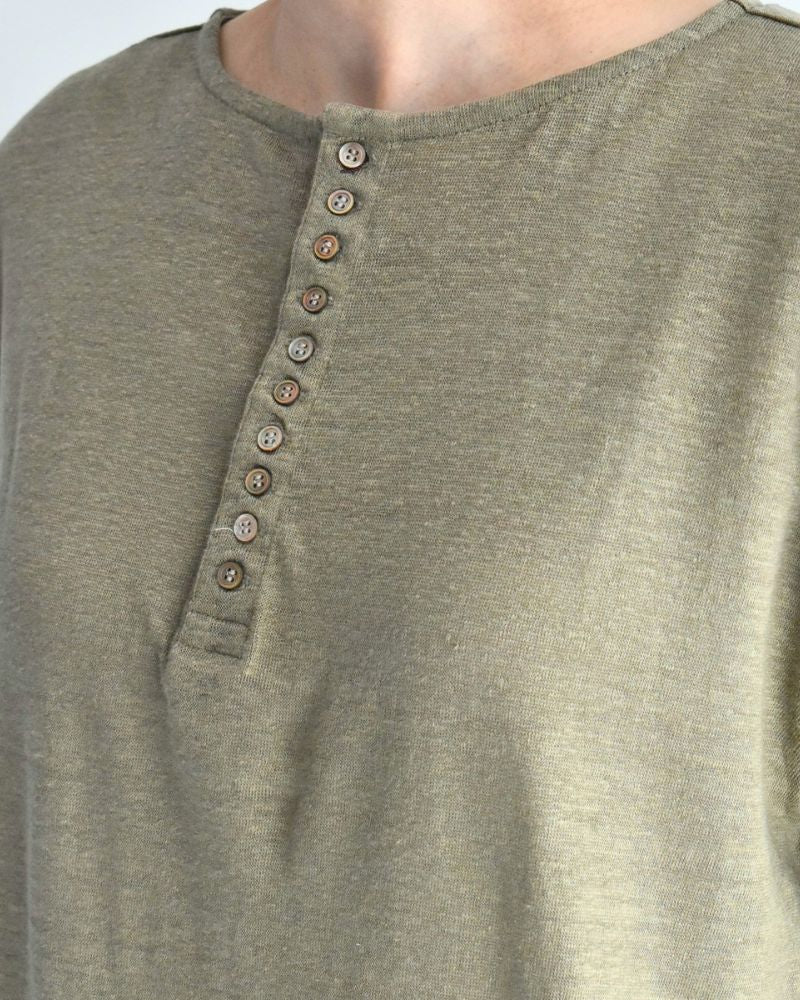 リネン2Wayヘンリープルオーバー Khaki