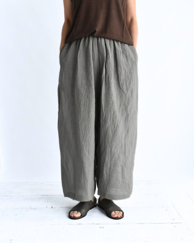 ワイドコクーン ギャザーパンツ（LINEN） Gray