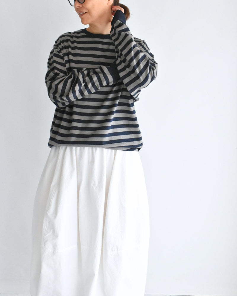タック コクーンTシャツ Gray/Navy Border