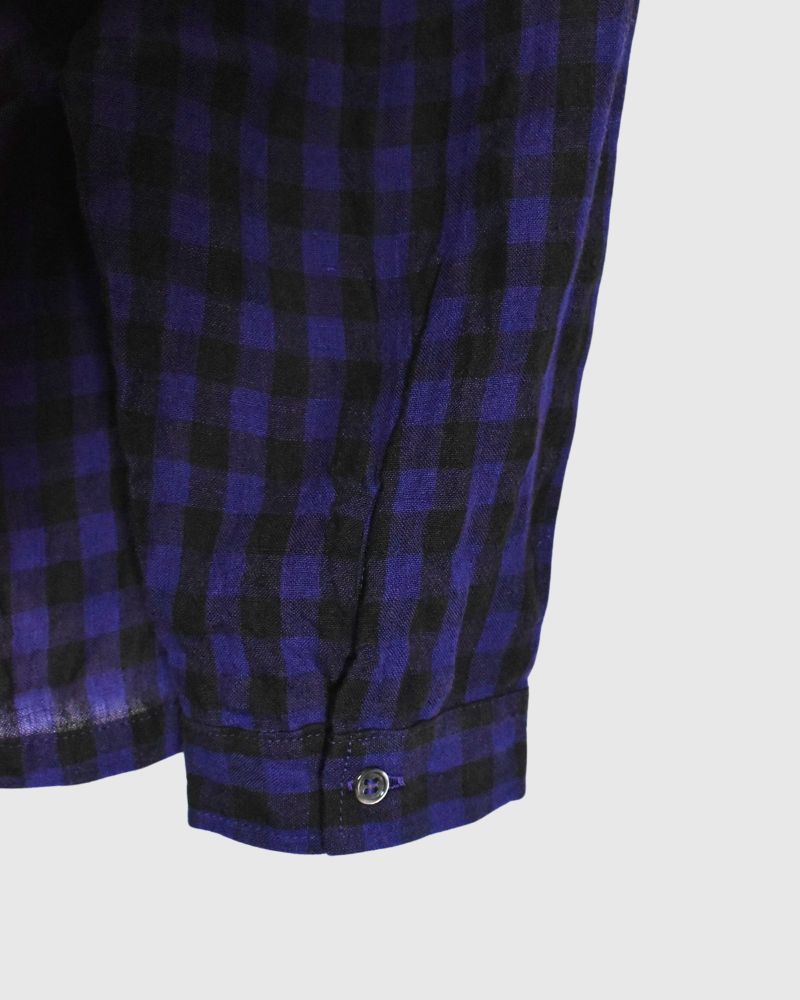 LINEN GINGHAM CHECK SHIRT Navy