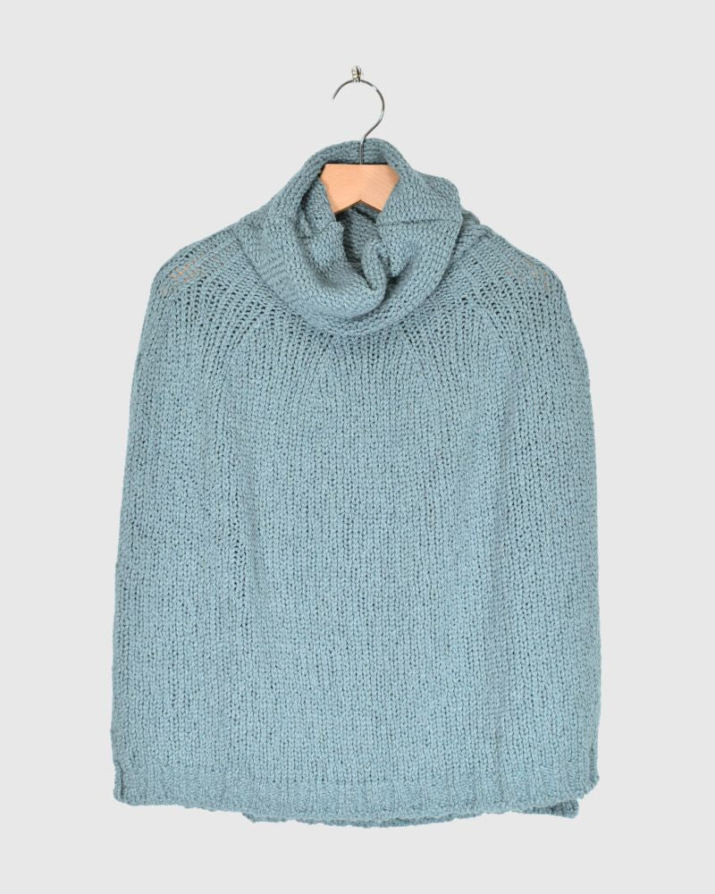 3GG TURTLE NECK PONCHO SaxBlue