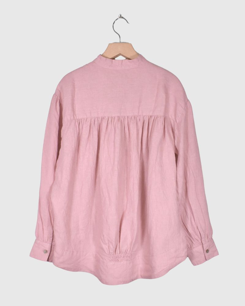 Linen Gather Shirt Pink